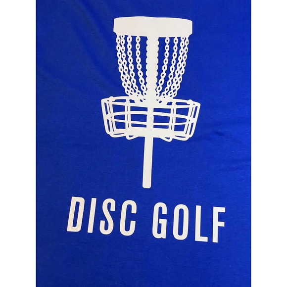 Disc Golf Double Basket Shirt Double Sided L Graphic T-Shirt Gildan Royal Blue - Picture 3 of 12